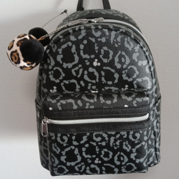 black leopard print backpack